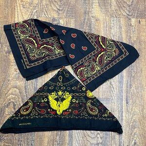 💯 cotton Red Gold Yellow Paisley Bandana‎ Set with MC Club colors